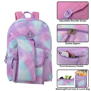 Trail maker Backpack with Lunch Box and Pencil Case for Girls and Boys, 17 Inch Backpacks for Kids for School (Colorful Clouds)