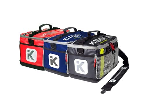 KITBRIX 3 Kit Bag Bundle - Gray, Red & Navy - Swimming, Cycling, Triathlon, Soccer, Gym, MMA, Running, Gym, Football, Soccer, Triathlon Transition, Obstacle Course Racing x3 Bag Set