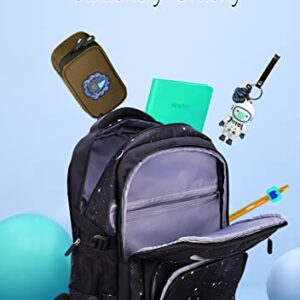 Voici et Voila Backpack with Wheels, Galaxy Trolley Schoolbag Kids Rolling Backpack with Lunch Box and Pencil Case Rolling Trolley Book Bag for Kids Boys