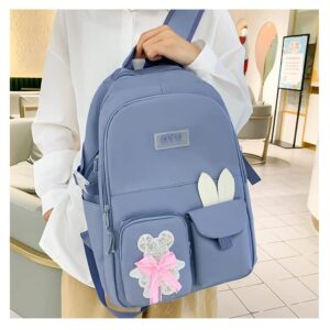 Cute Kawaii Aesthetic High School Students Lightweight Versatile Backpack Large Capacity Kindergarten Backpack (Blue,Just Backpack)