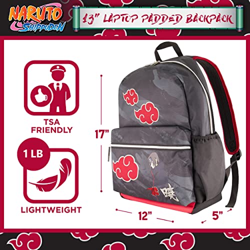 Concept One Naruto 13 Inch Sleeve Laptop Backpack, Padded Computer Bag for Commute or Travel, Akatsuki Itachi, One Size