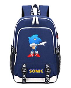 gmoke cartoon canvas laptop backpack for teen, backpack for women men with usb charging port. (blue8)