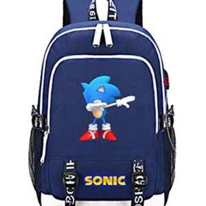 Gmoke Cartoon Canvas Laptop Backpack for Teen, Backpack for Women Men with USB Charging Port. (Blue8)
