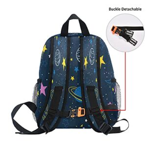 Cute Toddler Backpack Mini Travel Bag Galaxy Moon Star Planet for Baby Girl Boy Age 3-7