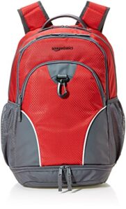 amazon basics sport laptop backpack – red