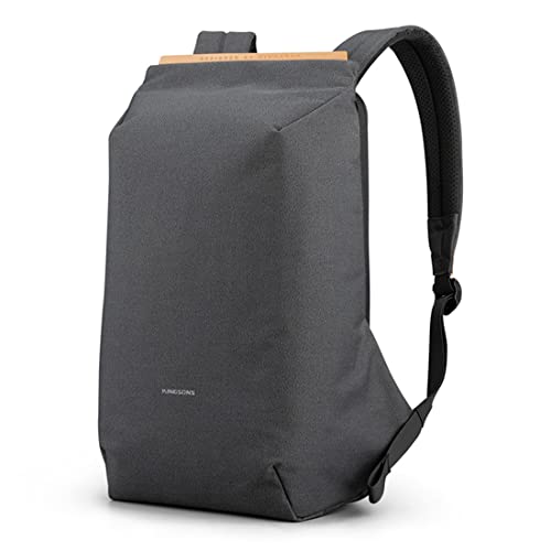 Simple Anti Theft Laptop Backpack with USB Charging Port Men Women Business Commuter Durable Waterproof Computer Rucksack College Bookbag for 15.6 Inch Black