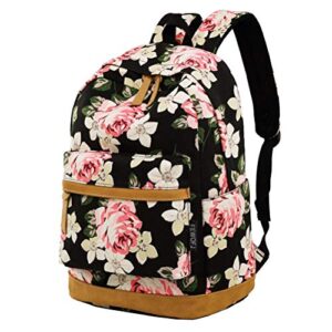 girl college school backpack, women vintage work/business/travel rucksack 14inch laptop bag (floral)
