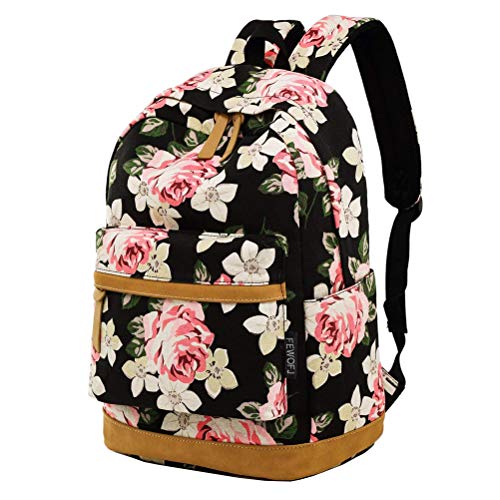 Girl College School Backpack, Women Vintage Work/Business/Travel Rucksack 14Inch Laptop Bag (Floral)