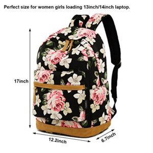 Girl College School Backpack, Women Vintage Work/Business/Travel Rucksack 14Inch Laptop Bag (Floral)