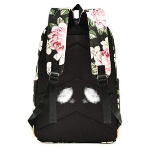 Girl College School Backpack, Women Vintage Work/Business/Travel Rucksack 14Inch Laptop Bag (Floral)