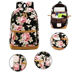 Girl College School Backpack, Women Vintage Work/Business/Travel Rucksack 14Inch Laptop Bag (Floral)