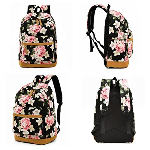 Girl College School Backpack, Women Vintage Work/Business/Travel Rucksack 14Inch Laptop Bag (Floral)