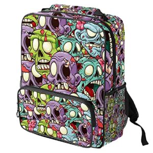 lorvies cartoon zombie heads school bag for student bookbag women travel backpack casual daypack travel hiking camping