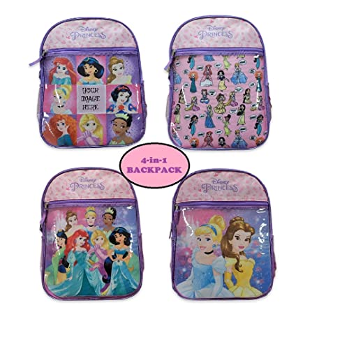 POMPIN Bags Disney Princess Interchangeable Kids Backpack | Disney Princess Backpack - Includes (2) Double Sided Image Panels For 4 Unique Looks