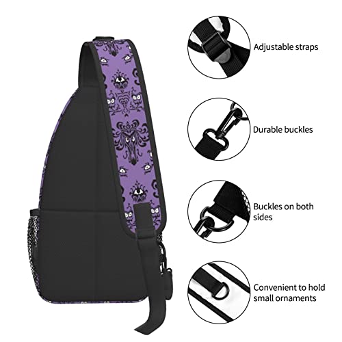 Haunted Mansion Sling Bag Crossbody Travel Hiking Chest Backpack One Shoulder Daypack for Women Men Unisex Cycling Gym