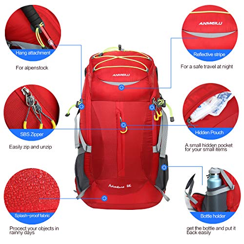 LOCALLION 40L Hiking Backpack Large Capacity Camping Daypacks Lightweight Travel Backpacks for Men Women