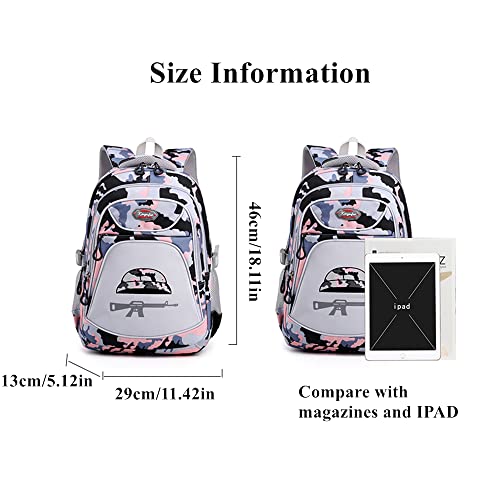 Camo Kids Backpack Elementary School Schoolbag Boys and Girls Lightweight Travel Bag