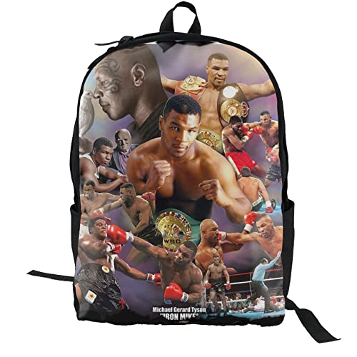 Mike Handsome Boxer Tyson Backpack Computer Bag School 3D Print Shoulders Daypack Stylish Unisex Lightweight Backpack for Boy&Girl&Men&Women with Bottle Side Pockets