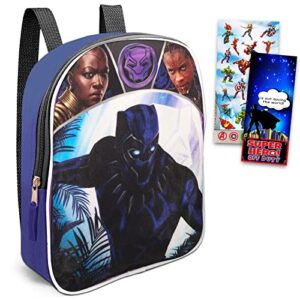 fast forward black panther backpack for boys set – bundle with 11″ black panther backpack, avengers stickers, more | avengers backpack for boys 4-6