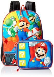 nintendo boys’ mario backpack with lunch, blue, one size