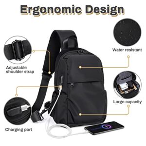 Allnice Sling Bag for Women Men Small Sling Bag Crossbody Daypack with USB Charging Port Water Resistant Chest Bags Adjustable Shoulder Strap Travel Hiking Daypack for Travel, Hiking, Cycling, Camping