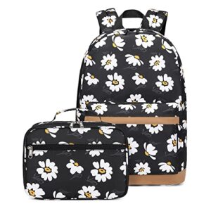 robhomily backpack for teen girls kids middle-school elementary school backpack with lunch box ,17” fashion- print lightweight laptop book bags set