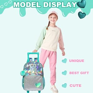 ZBAOGTW Rolling Backpack for Girls Kids Backpack with Wheels for Elementary Kindergarten Girls Wheeled Backpack Carry on Luggage Rolling Backpack with Lunch Bag