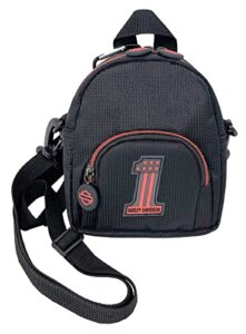 harley-davidson deluxe mini-me small backpack, rubberized #1 logo – black