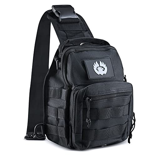 TORCH EDC Gear Chest Bag Urban Water Resistant MOLLE Shoulder Sling Daypack Black