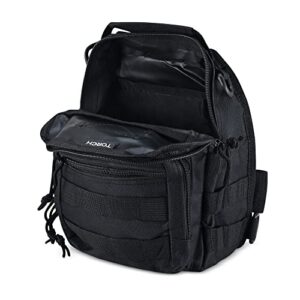 TORCH EDC Gear Chest Bag Urban Water Resistant MOLLE Shoulder Sling Daypack Black