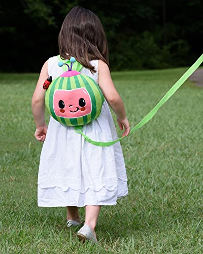 Cocomelon Plush Watermelon Toddler Backpack with Detachable Safety Leash, Anti-Lost Safety Harness 10” Bag for Kids
