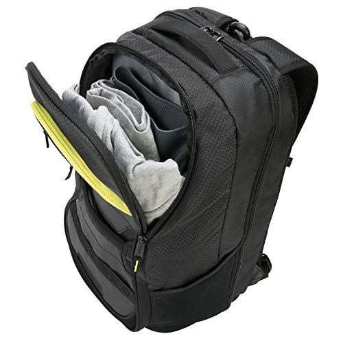 Targus Large Commuter Work and Play Large Gym Fitness Backpack with Protective Sleeve for 15.6-Inch Laptop, Black/Yellow (TSB944US)