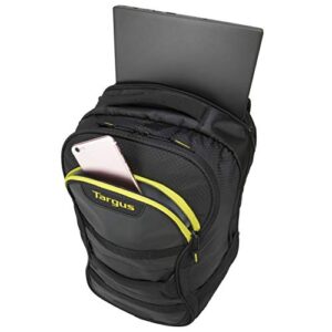 Targus Large Commuter Work and Play Large Gym Fitness Backpack with Protective Sleeve for 15.6-Inch Laptop, Black/Yellow (TSB944US)