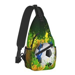 Soccer With Brazil Colors Chest Bags Crossbody Sling Bag Travel Hiking Backpack Casual Shoulder Daypack For Soccer Fans Women Men