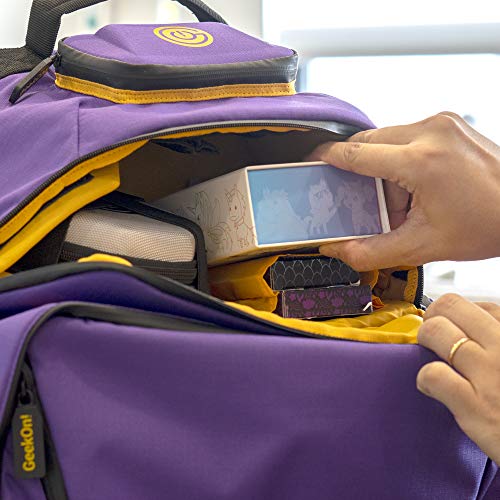 GeekOn Ultimate Boardgame Backpack - The Smartest Way to Carry Your Games - Expandable Multi-Functional Board Game Bag - Carry-on Compliant (Purple/Gold)