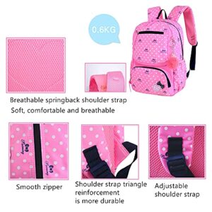 3Pcs Kids Backpack Bowknot Printed Daypack Girls 3 in 1 School Bag with Shoulder Bag and Pencil Bag