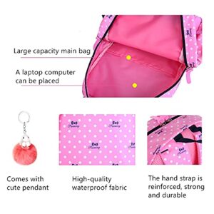 3Pcs Kids Backpack Bowknot Printed Daypack Girls 3 in 1 School Bag with Shoulder Bag and Pencil Bag