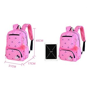 3Pcs Kids Backpack Bowknot Printed Daypack Girls 3 in 1 School Bag with Shoulder Bag and Pencil Bag