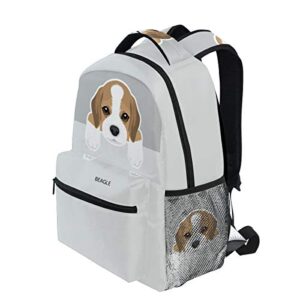 Dog pattern Backpacks for Girls Boys Kids Women Men Beagle School Book Bag Casual Travel Camping Daypack