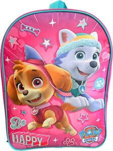 ruz paw patrol girls 15″ school backpack (puink-aqua blue)