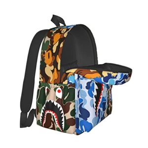 Vkaxopt Backpack Shark Teeth Camo Backpacks Travel Laptop Daypack Big Capacity Bookbag Fashion Durable for Men and Women