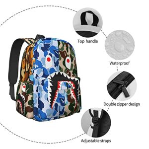 Vkaxopt Backpack Shark Teeth Camo Backpacks Travel Laptop Daypack Big Capacity Bookbag Fashion Durable for Men and Women