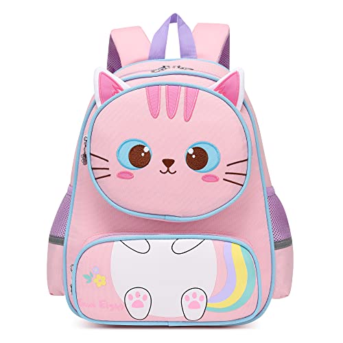 Toddler Backpack for Girls,Cute 3D Cartoon Cat Backpack for Girls,Waterproof Large Space Kindergarten Backpacks,Suitable for 3-9 Years Preschooler Kids Backpacks for Girls Travel Backpack（Cat）