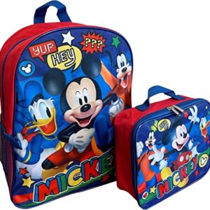 Ruz Mickey Mouse 16" Backpack With Detachable Lunch Box Blue-Red