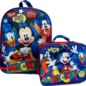 Ruz Mickey Mouse 16" Backpack With Detachable Lunch Box Blue-Red