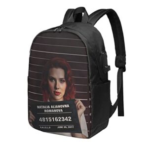 realreolly scarlett johansson backpack high-capacity laptop backpack with usb charging port computer bag for school, outdoor, summer camp – 17inch