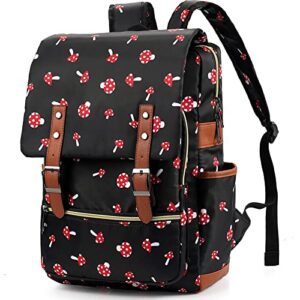 junlion slim laptop backpack college student school bag travel rucksack daypack mushroom