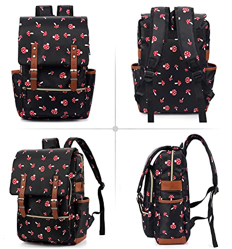 Junlion Slim Laptop Backpack College Student School Bag Travel Rucksack Daypack Mushroom