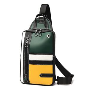 sling crossbody bag for men faux leather shoulder sling chest backpack bag (green)