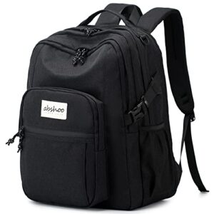 abshoo classical laptop travel backpack for women men college school bookbag with usb charging port (black)